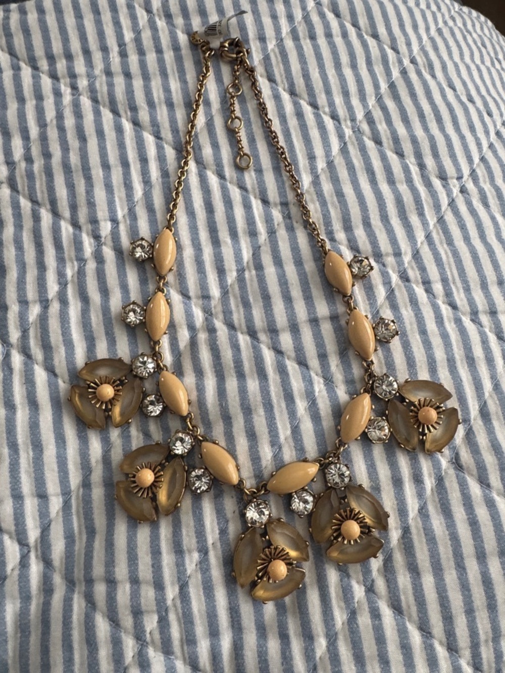J. Crew Beige Floral Crystal-Accented Necklace